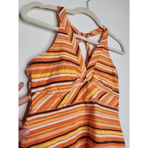 Vintage y2k SO Stipe Hippie Groovy 70s Halter Tank Top Shirt Medium Summer Beach - Picture 3 of 5